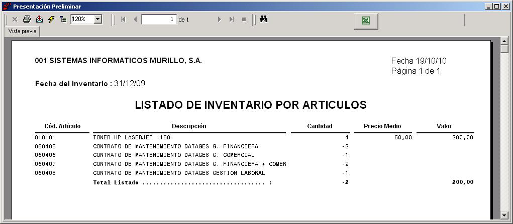 Listado De Inventario