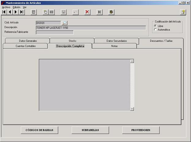 Artculos - Descripcin Completa