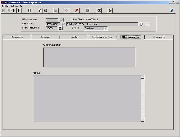 Presupuestos - Observaciones