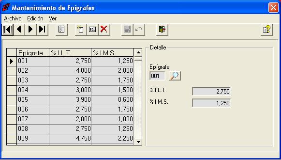 Mantenimiento de Epgrafes