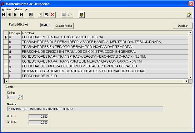 Mantenimiento de Ocupaciones